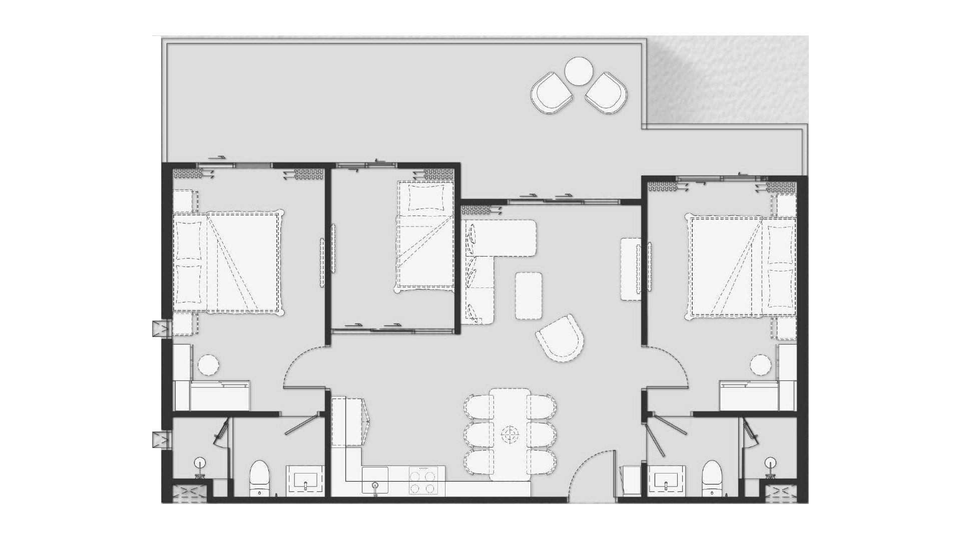 Планировка квартиры 2 спальни в ЖК Biancana № 11009