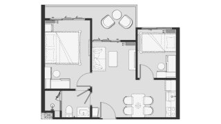 Apartment floor plan, 1 bedroom in Biancana No. 11007