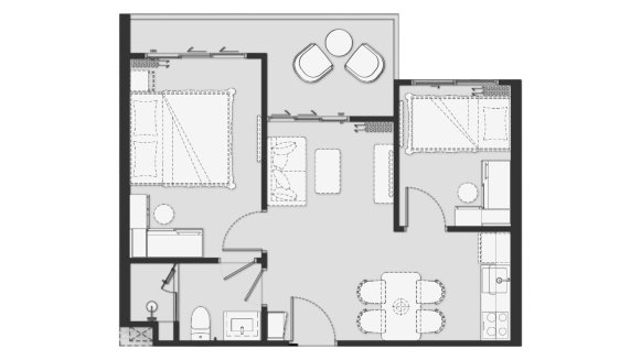 Apartment floor plan, 1 bedroom in Biancana No. 11007 (2D)